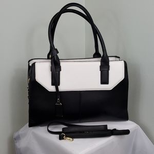 Madison West Large Black White Color Blocking Bag